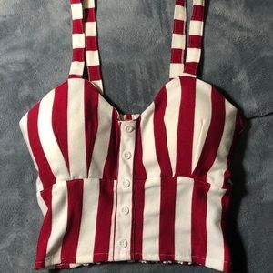 Stripped Padded Crop Top